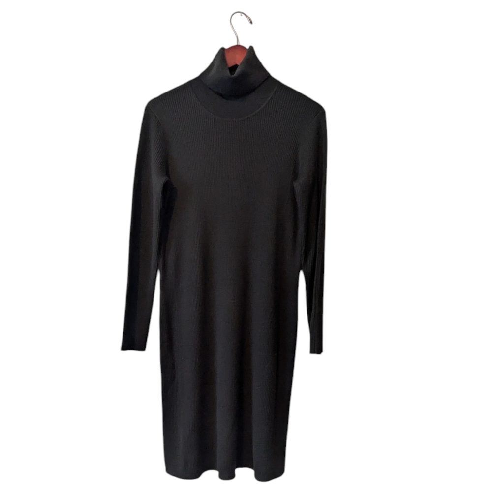 Eileen Fisher Olive Green Turtleneck Ribbed Dress - XS - Picture 3 of 6